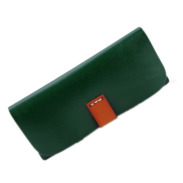 K064 Multifunctional Vegetable Tanned Leather Glasses Storage Box(Army Green)