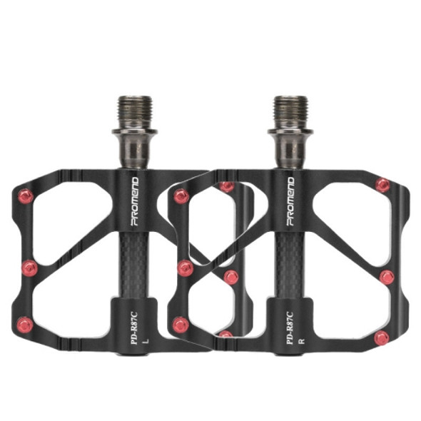 PD-R87C  1 Pair PROMEND Bicycle Road Bike Mountain Bike 3 Palin Carbon Fiber Bearing Pedal(Black)