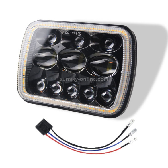 7 inch H4 DC 9V-30V 5000LM 6000K/3000K 45W IP67 Car Square Shape LED Headlight Lamps for Jeep Wrangler, with Aperture