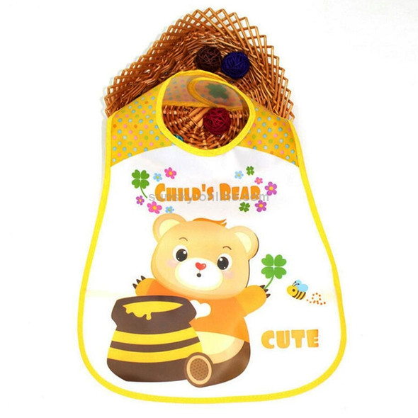 5 PCS Adjustable Baby Bibs Plastic Waterproof Lunch Feeding Bibs Baby Cartoon Feeding Cloth Children Baby Apron(Bee and bear)