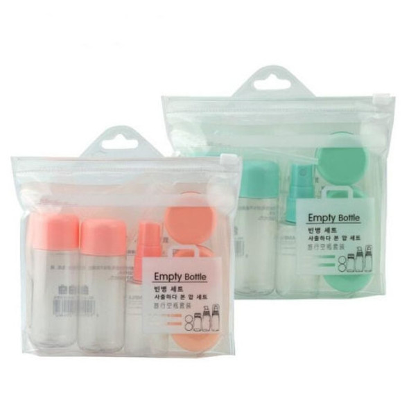 8 PCS/set PVC Material Portable Mini Traveler Packing Bottle Press Bottle Cream Box Random Color