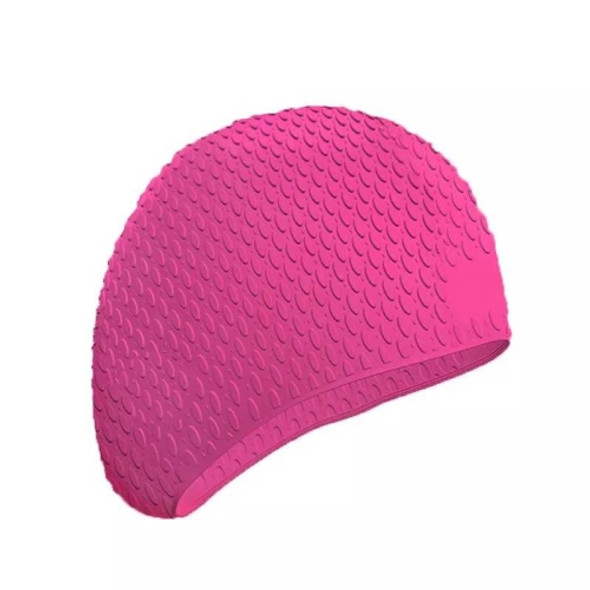 2 PCS Silicone Waterproof Swimming Caps Protect Ears Long Hair Sports Swimming Cap for Adults(Rose Red)