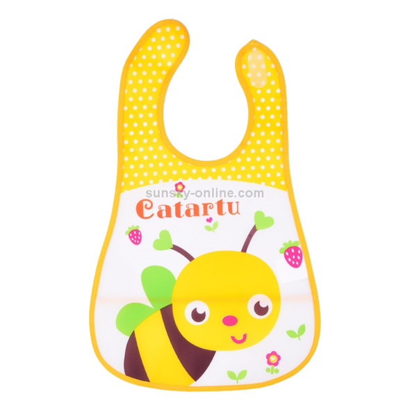 5 PCS Adjustable Baby Bibs Plastic Waterproof Lunch Feeding Bibs Baby Cartoon Feeding Cloth Children Baby Apron(Yellow bee)