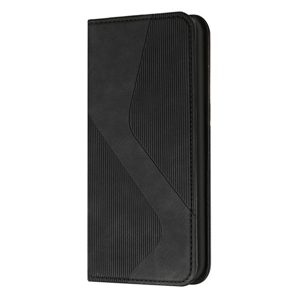 For Huawei P40 Skin Feel Magnetic S-type Solid Color Horizontal Flip Leather Case with Holder & Card Slot & Wallet(Black)