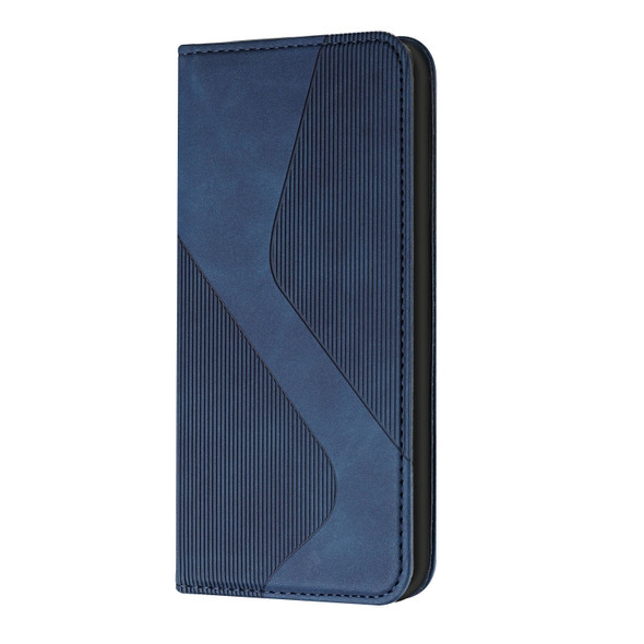 For Huawei P40 Skin Feel Magnetic S-type Solid Color Horizontal Flip Leather Case with Holder & Card Slot & Wallet(Blue)