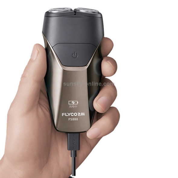 Flyco FS888 Rotating Double Cutter Head Washable USB Rechargeable Electric Shaver Razor(Brown)