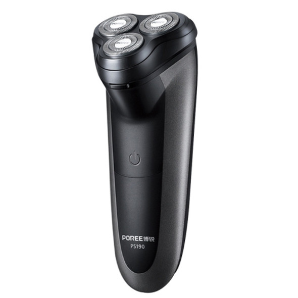 POREE PS190 USB Rechargeable Rotating Three Cutter Head Electric Shaver Razor(Black)