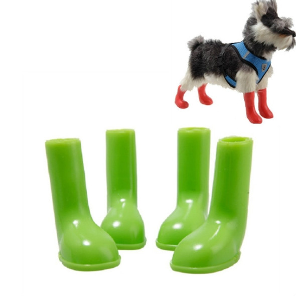 4 PCS/Set Pet Rain Boots Waterproof Non-slip Dog Shoes, Size:S(Green)