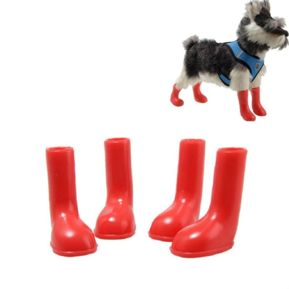 4 PCS/Set Pet Rain Boots Waterproof Non-slip Dog Shoes, Size:S(Red)