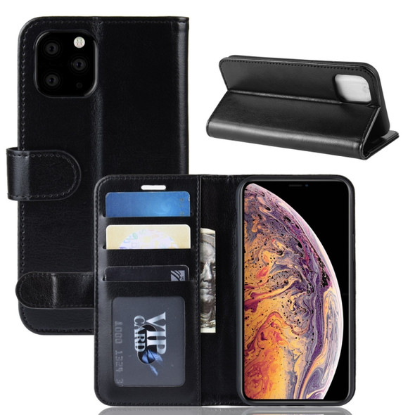 R64 Texture Single Fold Horizontal Flip Leather Case for iPhone 11 Pro Max, with Holder & Card Slots & Wallet(black)