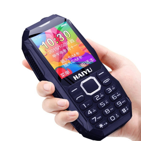 HAIYU H1 Triple Proofing Elder Phone, Waterproof Shockproof Dustproof, 1200mAh Battery, 1.8 inch, 21 Keys, LED Flashlight, FM, Dual SIM (Dark Blue)