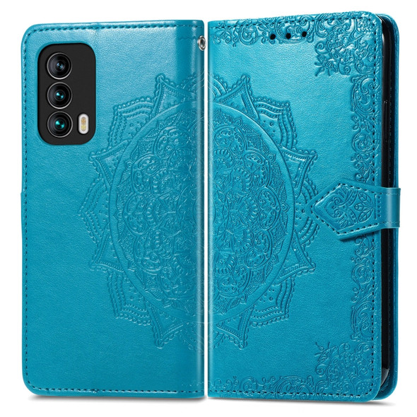 For Meizu 18 Mandala Flower Embossed Horizontal Flip Leather Case with Holder & Three Card Slots & Wallet & Lanyard(Blue)