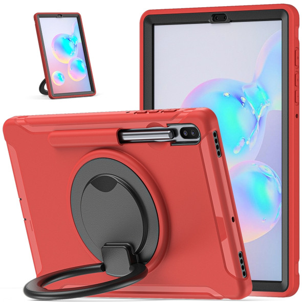 For Samsung Galaxy Tab S6 T860 Shockproof TPU + PC Protective Case with 360 Degree Rotation Foldable Handle Grip Holder & Pen Slot(Red)