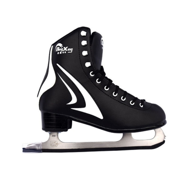 BING XING PVC Upper + Rubber + Stainless Steel Unisex Figure Skating Ice Skates, Size:41 Yards(Black White Enhanced Version)