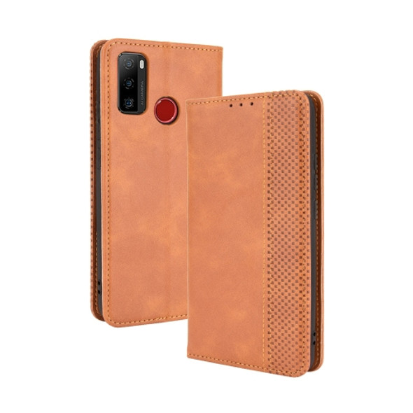 For Ulefone Note 10 Magnetic Buckle Retro Crazy Horse Texture Horizontal Flip Leather Case with Holder & Card Slots & Photo Frame(Brown)