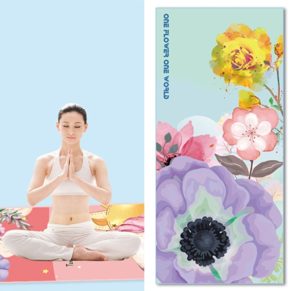 Home Yoga Towel Printing Portable Non-Slip Yoga Blanket, Colour: Flower Large + Silicone