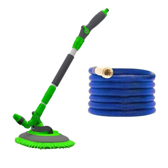 Soft Long-Handled Mop For Car Washing + Telescopic Hose Set, Style： Mop + 15m Pipe (Blue)