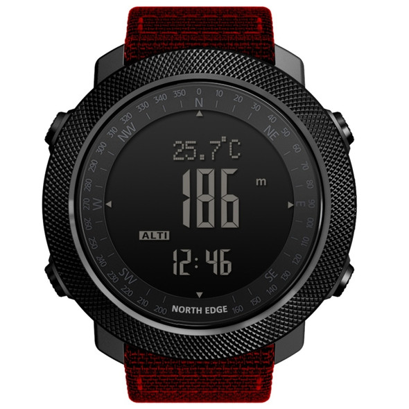 NORTH EDGE Multi-function Waterproof Outdoor Sports Electronic Smart Watch, Support Humidity Measurement / Weather Forecast / Speed Measurement(Red)