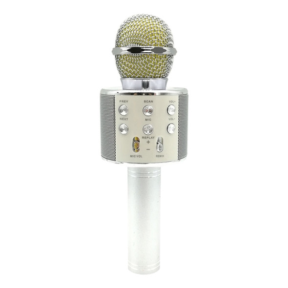 WS-858 Metal High Sound Quality Handheld KTV Karaoke Recording Bluetooth Wireless Microphone, for Notebook, PC, Speaker, Headphone, iPad, iPhone, Galaxy, Huawei, Xiaomi, LG, HTC and Other Smart Phones(Silver)