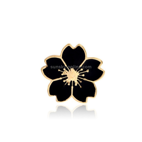 Sweet Cherry Blossom Brooch Drip Flower Collar Pin Badges Clothing Bags Accessories(Black)