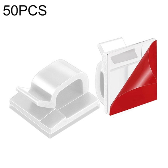 HG2392 50 PCS Desktop Data Cable Organizer Fixing Clip, Gum Type: Acrylic (White)