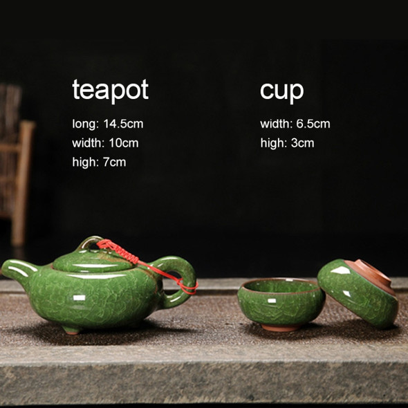 7 in 1 Ceramic Tea Set Ice Crack Glaze Kung Fu Teaware Set(Colorful Light Blue)