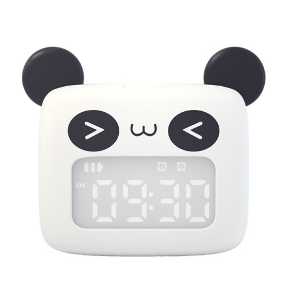 Cartoon Mini Smart Alarm Clock USB Rechargeable Children Bedside Fun With Sleeping Clock(Chubby White)