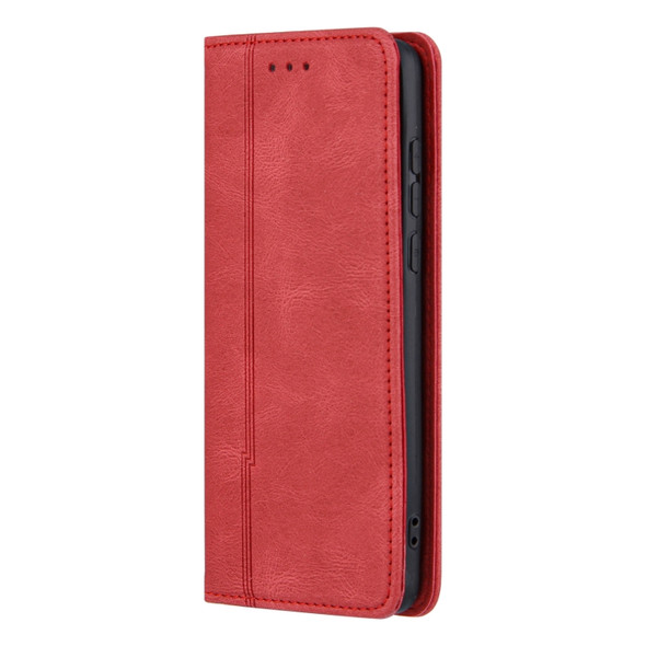 For Huawei P40 Pro Skin Feel Pressure Line Magnetic Horizontal Flip Leather Case with Holder & Card Slot & Wallet & Photo Frame(Red)