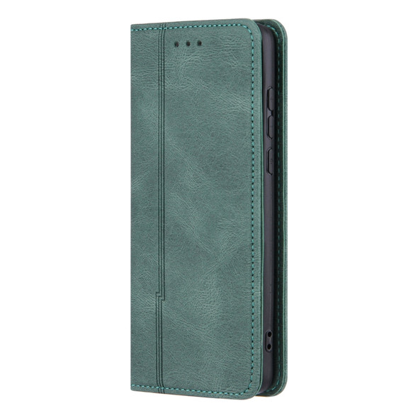 For Huawei P40 Pro Skin Feel Pressure Line Magnetic Horizontal Flip Leather Case with Holder & Card Slot & Wallet & Photo Frame(Green)