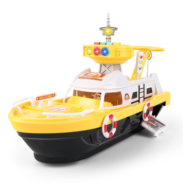 Children Education Boat Toy Storage Parking Lot Ship with Light and Sound Function, Style: Engineering - 15 Cars+1 Aircraft