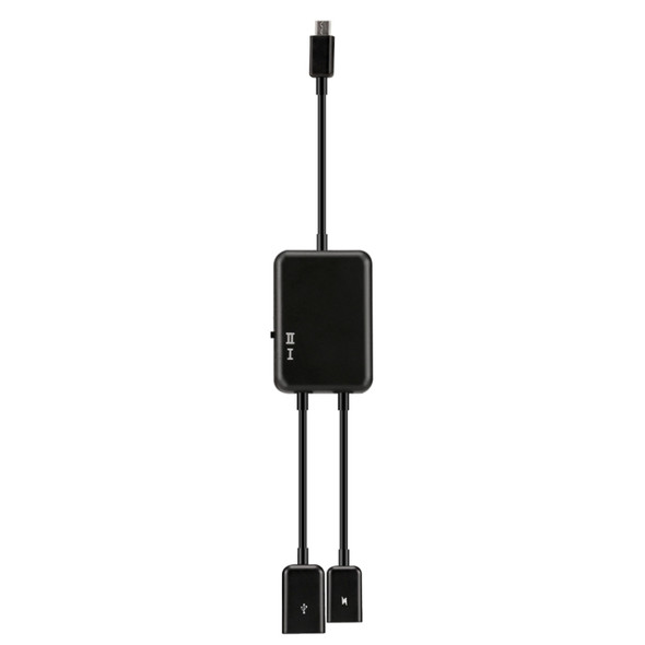 2 Ports Micro USB Charge HUB Cable, Length: 20cm, For Galaxy S6 & S6 edge / S5 / S4, Note 4, Tablet(Black)