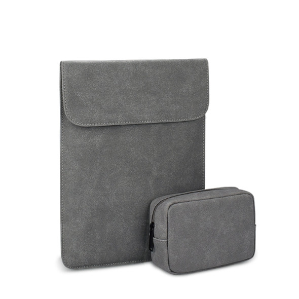 PU02 Ultra-thin Notebook Liner Bag with Small Bag, Size:11.6-12.5 inch(Dark Grey)