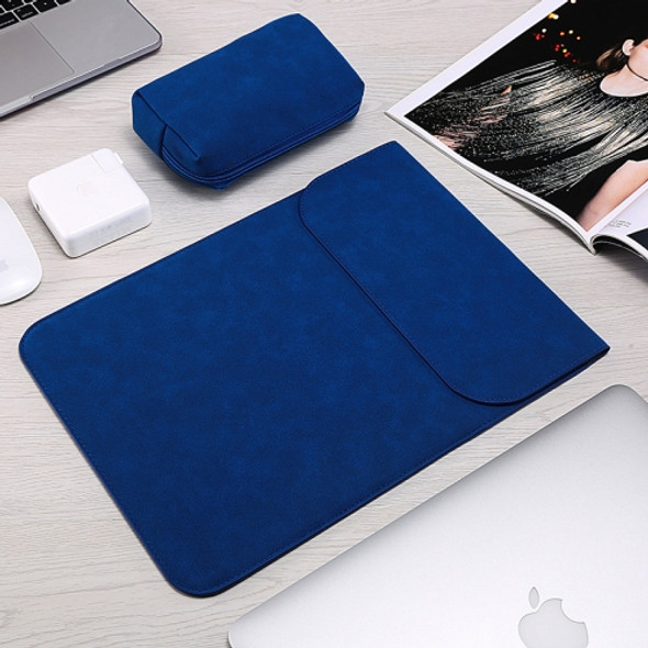 HL0008-014 Notebook Frosted Computer Bag Liner Bag + Power Supply Bag, Applicable Model: 12 inch(A1534)(Dark Blue)