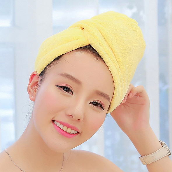 Super Absorbent Quick-drying Hair Hat Shower Cap Bath Towel for Lady, Size: 25 x 65cm(Yellow)