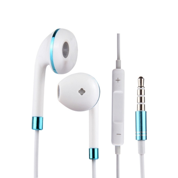 White Wire Body 3.5mm In-Ear Earphone with Line Control & Mic, For iPhone, Galaxy, Huawei, Xiaomi, LG, HTC and Other Smart Phones(Blue)