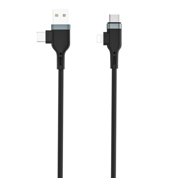 WIWU PT06 4 in 1 USB + USB-C / Type-C to USB-C / Type-C + 8 Pin Platinum Data Cable, Cable Length: 0.3m (Black)