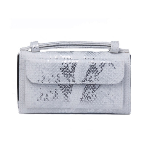 Ladies Snake Sequins Print Wrist Bag Multifunctional Chain One-Shoulder Diagonal Wallet(Silver)