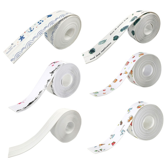 2 PCS Kitchen Mildewproof Waterproof Moisture-proof Tape Corner Line Sticker Seal, Style:White Single Fold(Colorful Holiday)