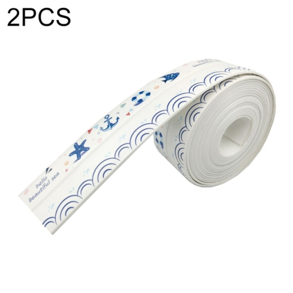 2 PCS Kitchen Mildewproof Waterproof Moisture-proof Tape Corner Line Sticker Seal, Style:White Single Fold(Blue Sea)