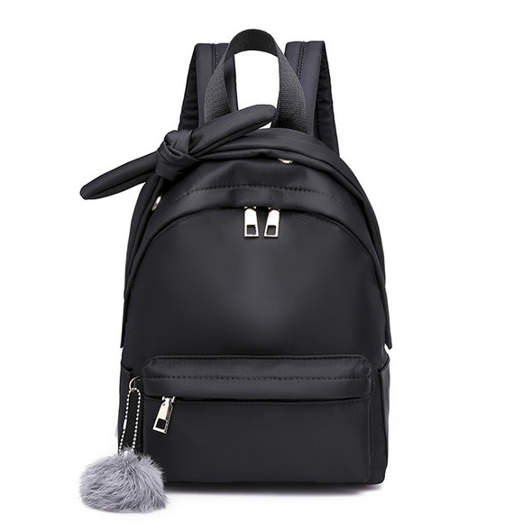 Bow-knot Casual Double Shoulder Bag Ladies Handbag Messenger Bag (Black)
