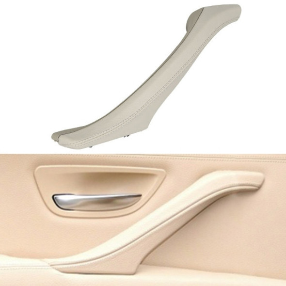 Car Leather Left Side Inner Door Handle Assembly 51417225854 for BMW 5 Series F10 / F18 2011-2017(Creamy-white)