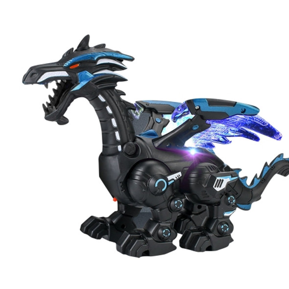 Electric Mechanical Dinosaur Toy Simulation Animal Toy Multifunctional Sound And Light Toy, Style:  Spray-Dark Black