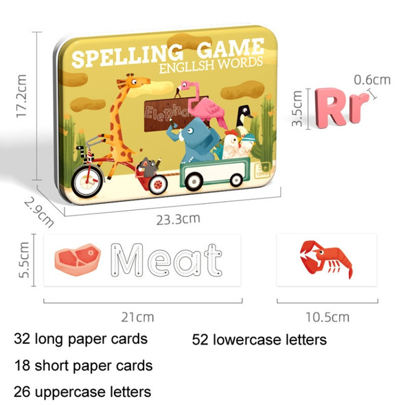 English Letter Word Spelling Learning Toy Wooden Puzzle Practice Cards(Yellow Box)