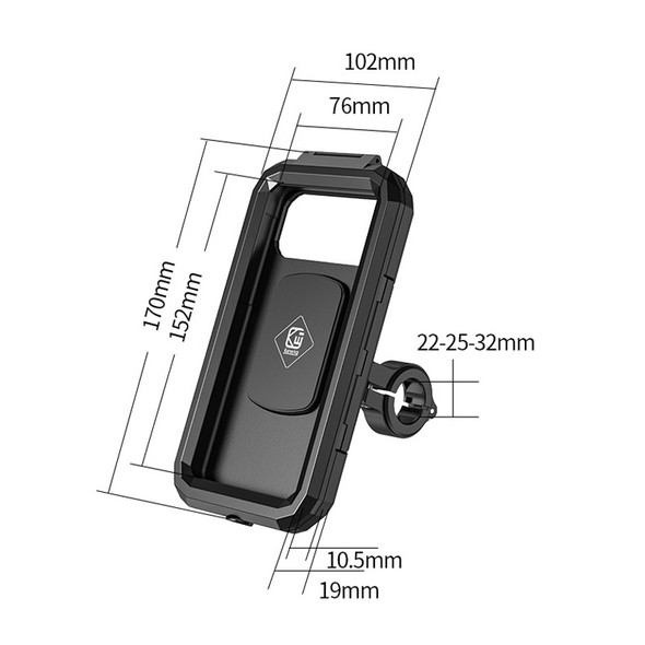 Kewig Bicycle Motorcycle Waterproof Box Mobile Phone Bracket Riding Touch Mobile Phone Fixed Seat(M18S-B1 Small Handlebar Installation)