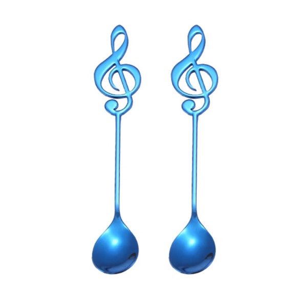 2 PCS Creative Musical Note Spoon Coffee Stirring Scoop Stainless Steel Titanium Music Bar Spoon Gift Spoon(Blue)