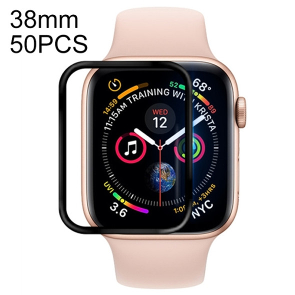 50 PCS For Apple Watch 38mm Soft PET Film Full Cover Screen Protector(Black)