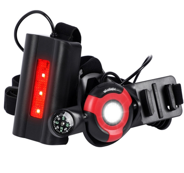 WEST BIKING YP0701264 Outdoor Sports Running Light With Compass Camera Buckle Night Running Highlight Chest Warning Light(Black+Red)