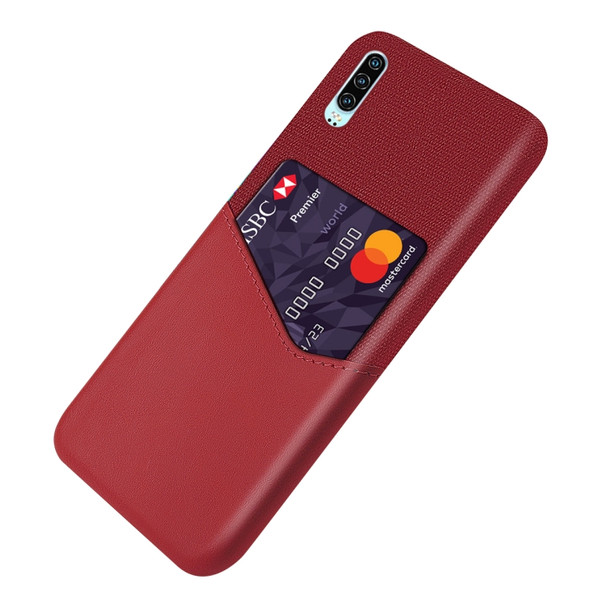 For Huawei P30 Cloth Texture PC + PU Leather Back Cover Shockproof Case with Card Slot(Red)