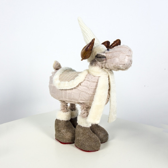 2 PCS Christmas Fabric Plush Telescopic Foot Elk Doll Decoration Supplies(Beige)