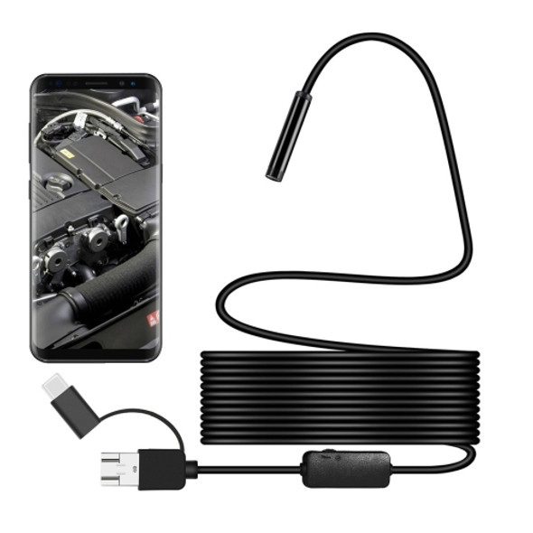 Y101 8mm Spiral Head 3 In 1 Waterproof Digital Endoscope Inspection Camera, Length: 5m Flexible Cable (Black)
